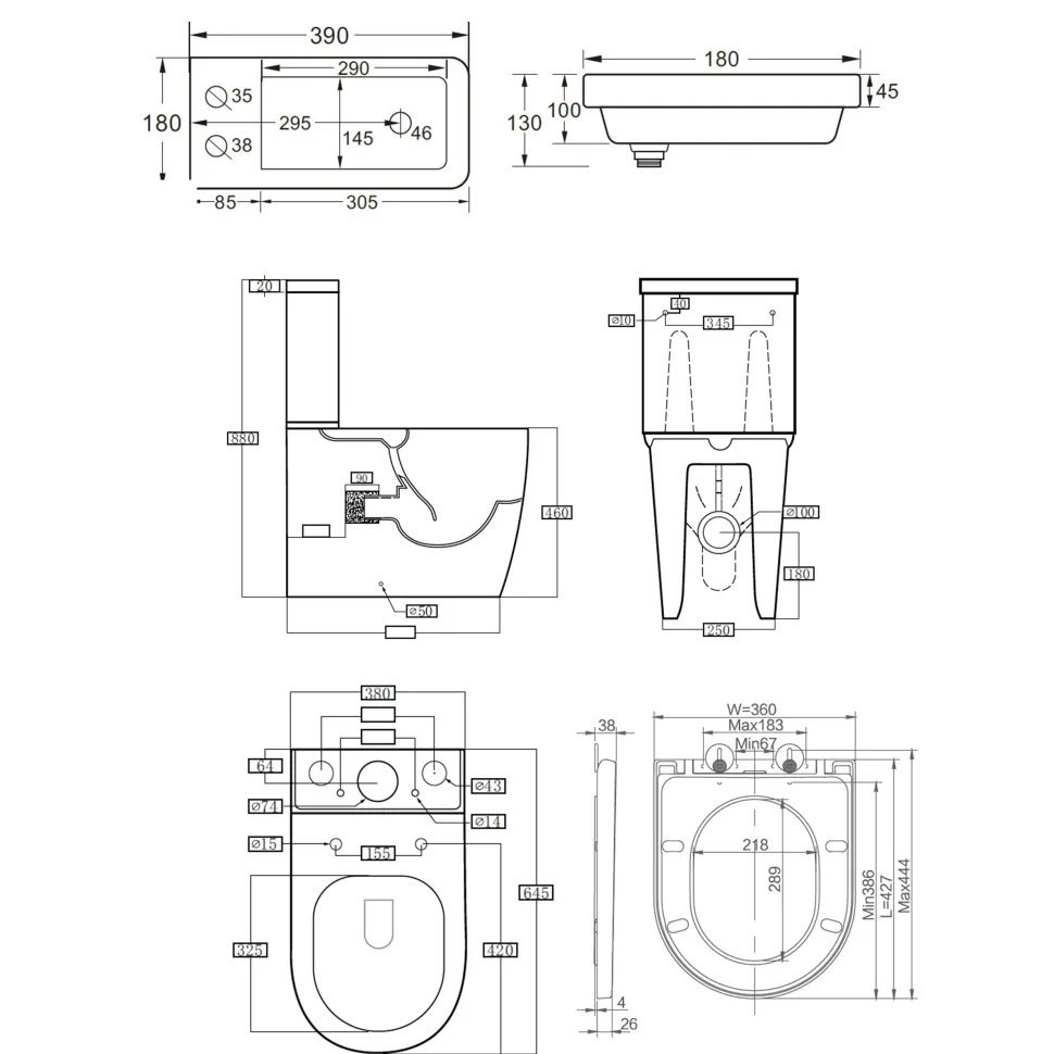 Harbour Clarity 2 in 1 Wash Basin & Comfort Height Toilet with Soft Close Seat
