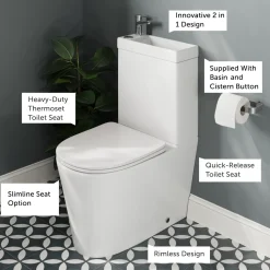 Harbour Clarity 2 in 1 Wash Basin & Comfort Height Toilet with Soft Close Seat