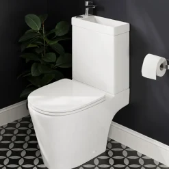 Harbour Clarity 2 in 1 Wash Basin & Close Coupled Open Back Toilet with Soft Close Seat