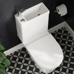 Harbour Clarity 2 in 1 Wash Basin & Close Coupled Open Back Toilet with Soft Close Seat