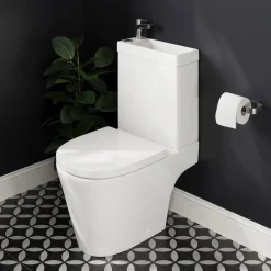 Harbour Clarity 2 in 1 Wash Basin & Close Coupled Open Back Toilet with Soft Close Seat