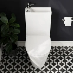 Harbour Clarity 2 in 1 Wash Basin & Close Coupled Open Back Toilet with Soft Close Seat