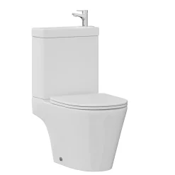 Harbour Clarity 2 in 1 Wash Basin & Close Coupled Open Back Toilet with Soft Close Seat