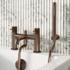 Harbour Clarity Knurled Basin Mixer Tap & Waste and Bath Shower Mixer Tap with Shower Kit