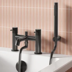 Harbour Clarity Knurled Basin Mixer Tap & Waste and Bath Shower Mixer Tap with Shower Kit