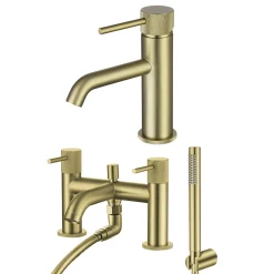 Harbour Clarity Knurled Basin Mixer Tap & Waste and Bath Shower Mixer Tap with Shower Kit