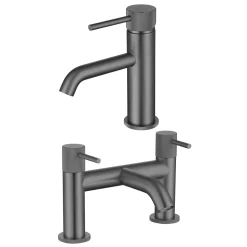 Harbour Clarity Knurled Basin Mixer Tap & Waste and Deck Mounted Bath Mixer Tap