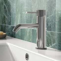 Harbour Clarity Knurled Basin Mixer Tap & Waste and Deck Mounted Bath Mixer Tap