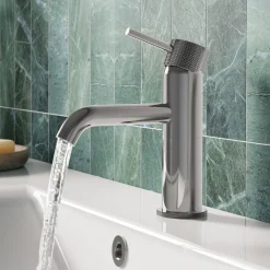 Harbour Clarity Knurled Basin Mixer Tap & Waste and Deck Mounted Bath Mixer Tap