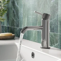 Harbour Clarity Knurled Basin Mixer Tap & Waste and Deck Mounted Bath Mixer Tap