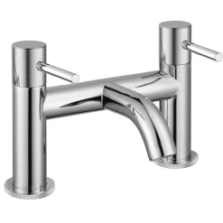 Harbour Clarity Knurled Basin Mixer Tap & Waste and Deck Mounted Bath Mixer Tap