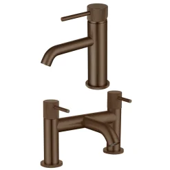 Harbour Clarity Knurled Basin Mixer Tap & Waste and Deck Mounted Bath Mixer Tap