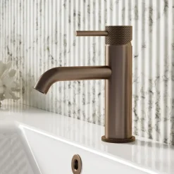 Harbour Clarity Knurled Basin Mixer Tap & Waste and Deck Mounted Bath Mixer Tap