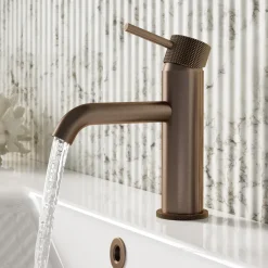 Harbour Clarity Knurled Basin Mixer Tap & Waste and Deck Mounted Bath Mixer Tap