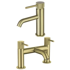 Harbour Clarity Knurled Basin Mixer Tap & Waste and Deck Mounted Bath Mixer Tap