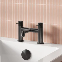 Harbour Clarity Knurled Basin Mixer Tap & Waste and Deck Mounted Bath Mixer Tap