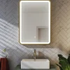Harbour Clarity LED Illuminated Brushed Brass Framed Mirror with Demister Pad - 500 x 700mm