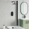 Harbour Clarity Matt Black Concealed Shower Valve, Fixed Wall Mounted Head and Overflow Bath Filler