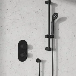 Harbour Clarity Matt Black Concealed Shower Valve & Slide Rail Shower Kit