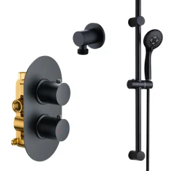 Harbour Clarity Matt Black Concealed Shower Valve & Slide Rail Shower Kit