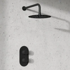 Harbour Clarity Matt Black Concealed Shower Valve & Wall Mounted Fixed Shower Head