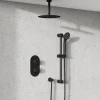 Harbour Clarity Matt Black Concealed Shower Valve, Fixed Ceiling Mounted Head and Slide Rail Kit