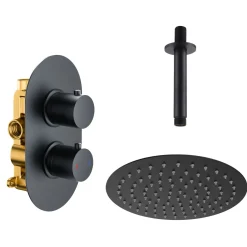 Harbour Clarity Matt Black Concealed Shower Valve & Ceiling Mounted Fixed Shower Head