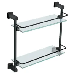 Harbour Clarity Matt Black Double Glass Shelf