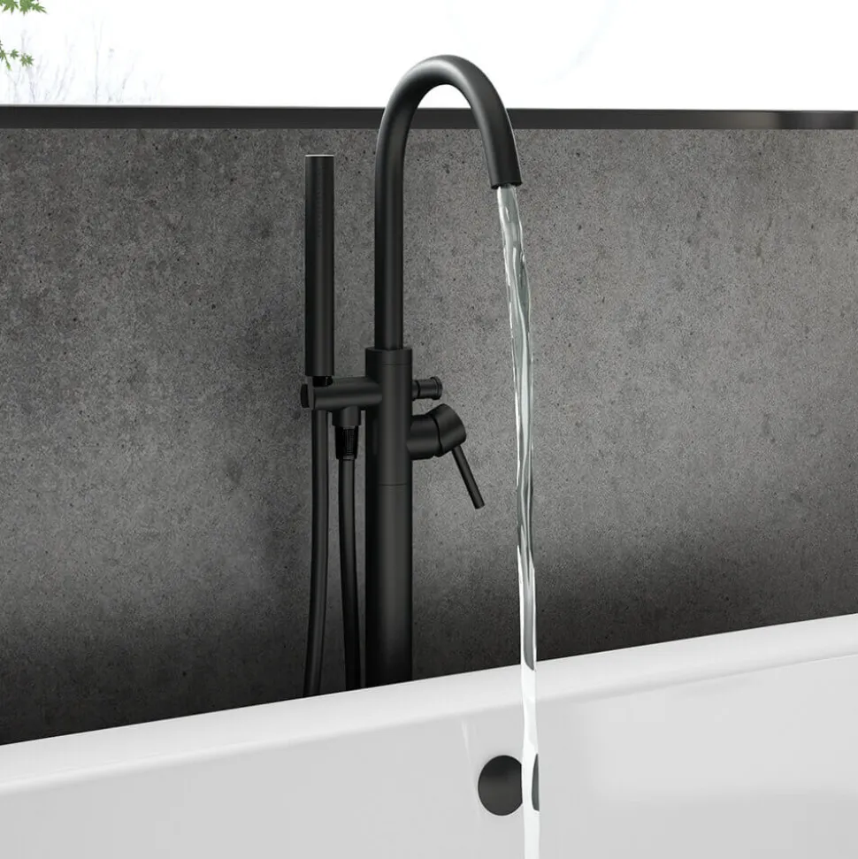 Harbour Clarity Matt Black Floorstanding Bath Shower Mixer & Shower Kit