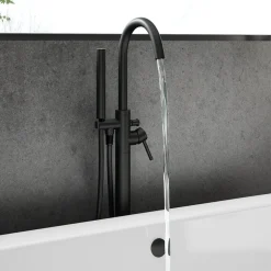 Harbour Clarity Matt Black Floorstanding Bath Shower Mixer & Shower Kit