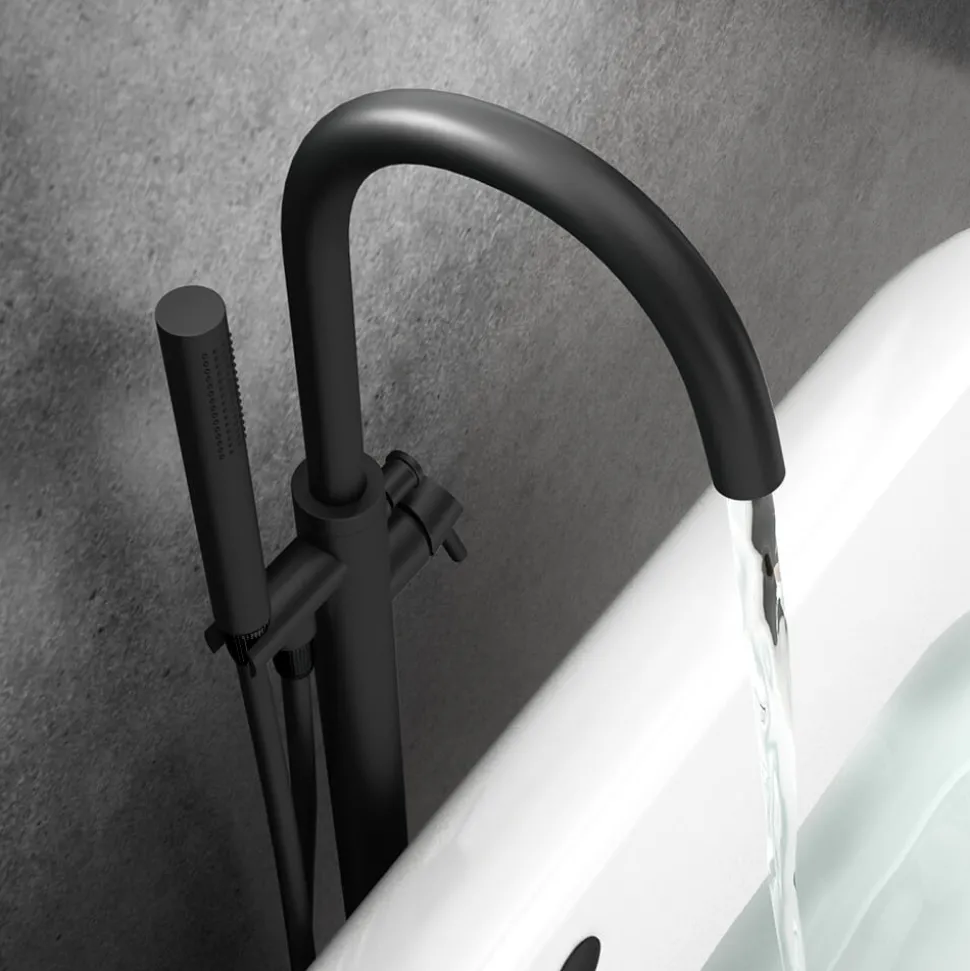 Harbour Clarity Matt Black Floorstanding Bath Shower Mixer & Shower Kit