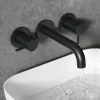 Harbour Clarity Matt Black 3 Hole Wall Mounted Basin Tap with Easy Plumb Installation Kit