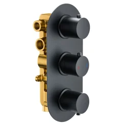 Harbour Clarity Matt Black Shower Package with 3 Outlet Valve, Fixed Head & Arm, Shower Rail Kit & Overflow Bath Filler