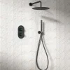 Harbour Clarity Matt Black Shower Package with 2 Outlet Valve, Fixed Head & Arm and Wall Shower Kit