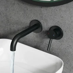 Harbour Clarity Matt Black Wall Mounted Basin Tap with Easy Plumb Installation Kit