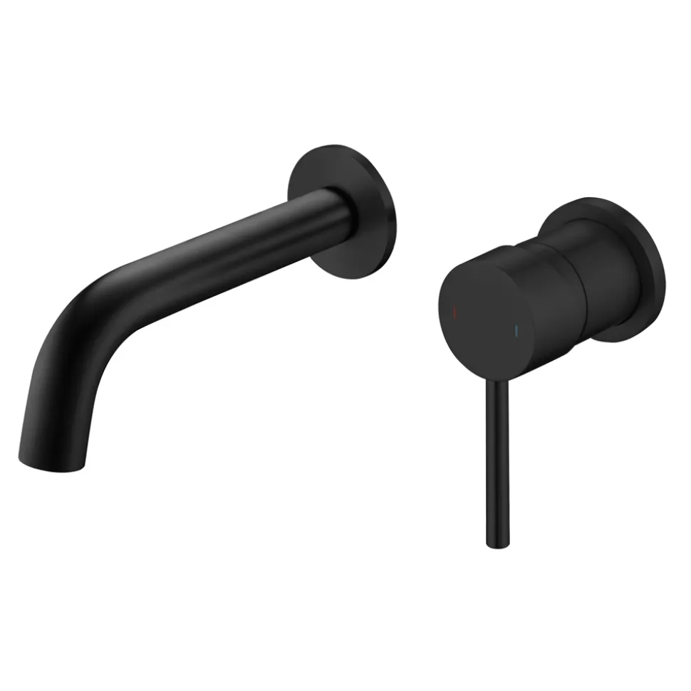 Harbour Clarity Matt Black Wall Mounted Basin Tap with Easy Plumb Installation Kit