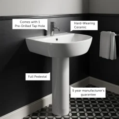 Harbour Clarity 555mm Basin & Full Pedestal