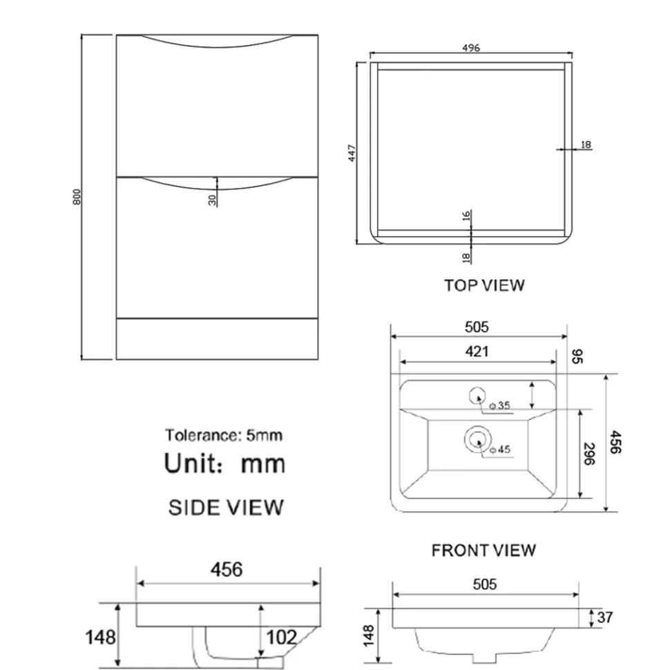 Harbour Clarity 500mm Floorstanding Vanity Unit & Basin