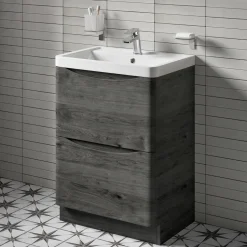 Harbour Clarity 600mm Floorstanding Graphite Oak Vanity Unit & Basin