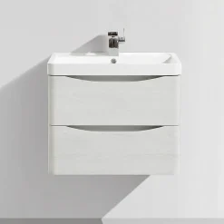 Harbour Clarity 600mm Wall Mounted White Ash Vanity Unit & Basin