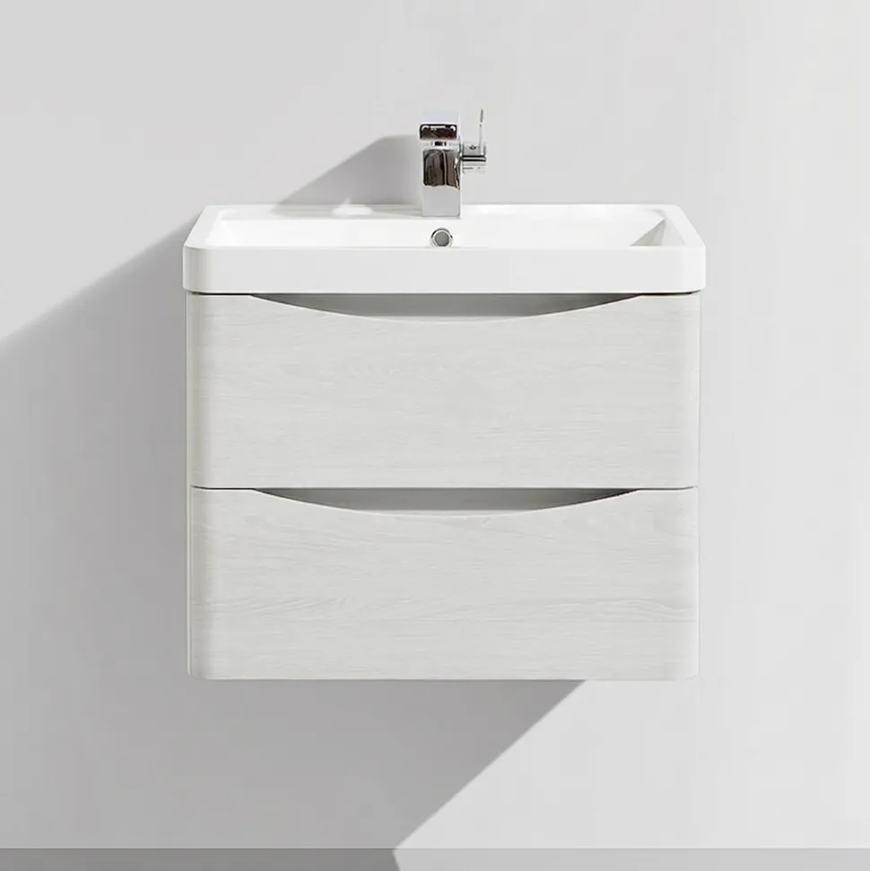 Harbour Clarity 600mm Wall Mounted White Ash Vanity Unit & Basin
