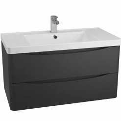 Harbour Clarity 900mm Wall Mounted Matt Black Vanity Unit & Basin
