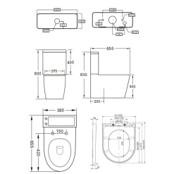 Harbour Clarity Rimless Back to Wall Close Coupled Toilet & Soft Close Seat