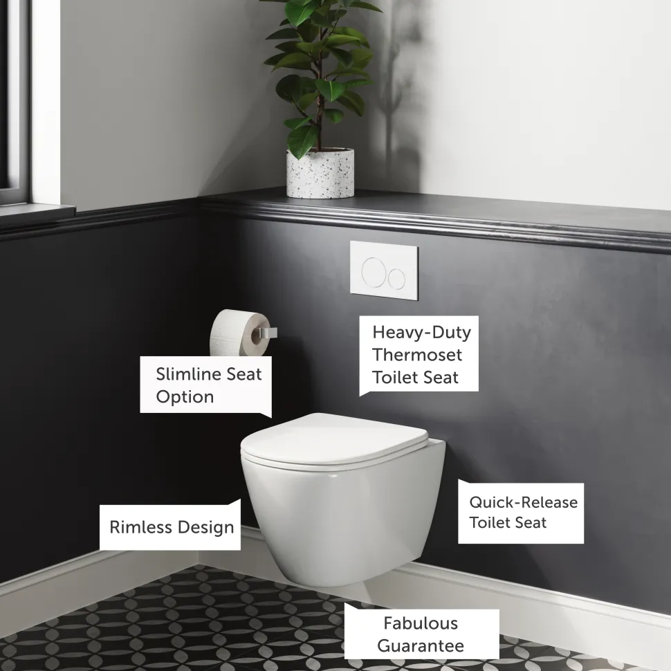 Harbour Clarity Rimless Wall Hung Toilet & Soft Close Seat