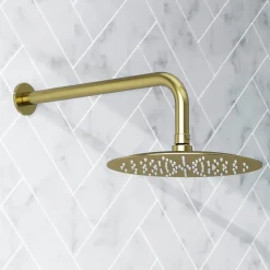 Harbour Clarity Round Shower Head with Shower Arm - Brushed Brass