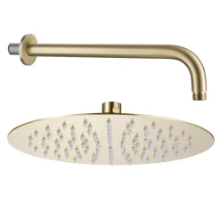 Harbour Clarity Round Shower Head with Shower Arm - Brushed Brass