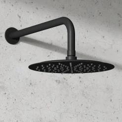 Harbour Clarity Round Shower Head with Wall Arm - Matt Black