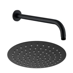 Harbour Clarity Round Shower Head with Wall Arm - Matt Black