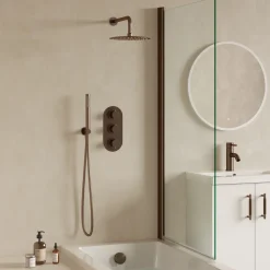 Harbour Clarity Shower Package with 3 Outlet Valve, Fixed Head & Wall Arm, Wall Shower Kit and Overflow Bath Filler