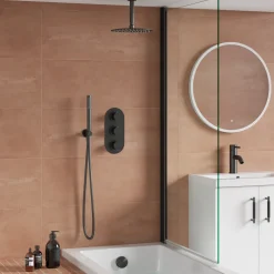 Harbour Clarity Shower Package with 3 Outlet Valve, Fixed Head & Ceiling Arm, Wall Shower Kit and Overflow Bath Filler